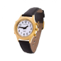 Preview: Orologio da polso da donna parlante con funzione sveglia White Edition in oro e pelle Marschall