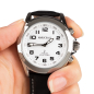 Preview: Sprechende Funkarmbanduhr für Herren mit Lederarmband Solar White Marschall