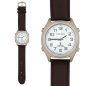 Preview: Orologio da polso radio parlante donna / uomo cinturino da polso in pelle bianco Marschall