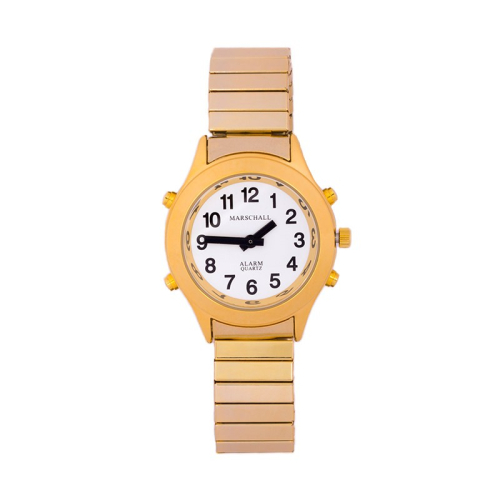 Orologio da polso da donna parlante con funzione di allarme Edizione bianca Oro-Metallo Marschall