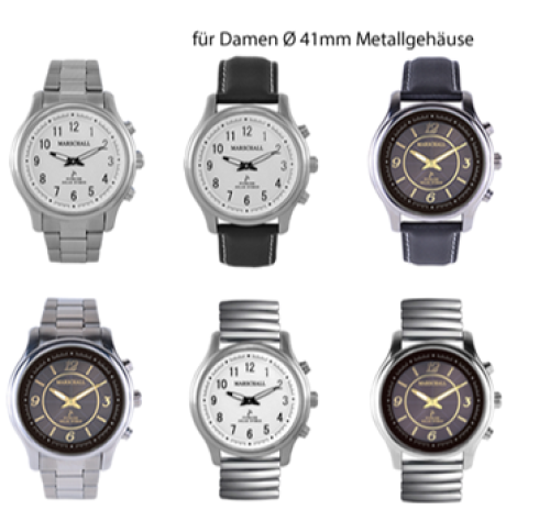 Orologio da polso radiocomandato parlante per lui e per lei con cinturino in metallo Solar White Marschall