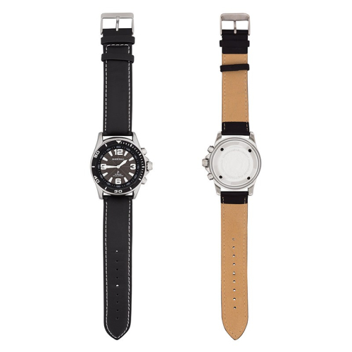 Sprechende Funkarmbanduhr für Herren mit Lederarmband Solar Black Marschall