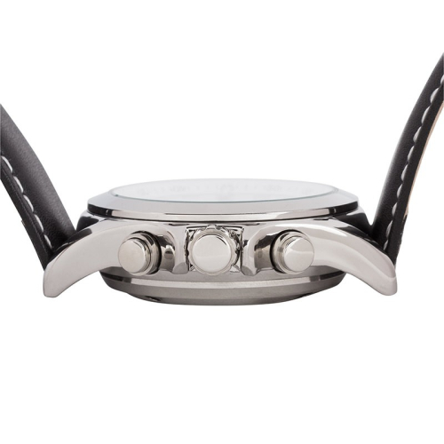 Sprechende Funkarmbanduhr für Herren mit Lederarmband Solar White Marschall