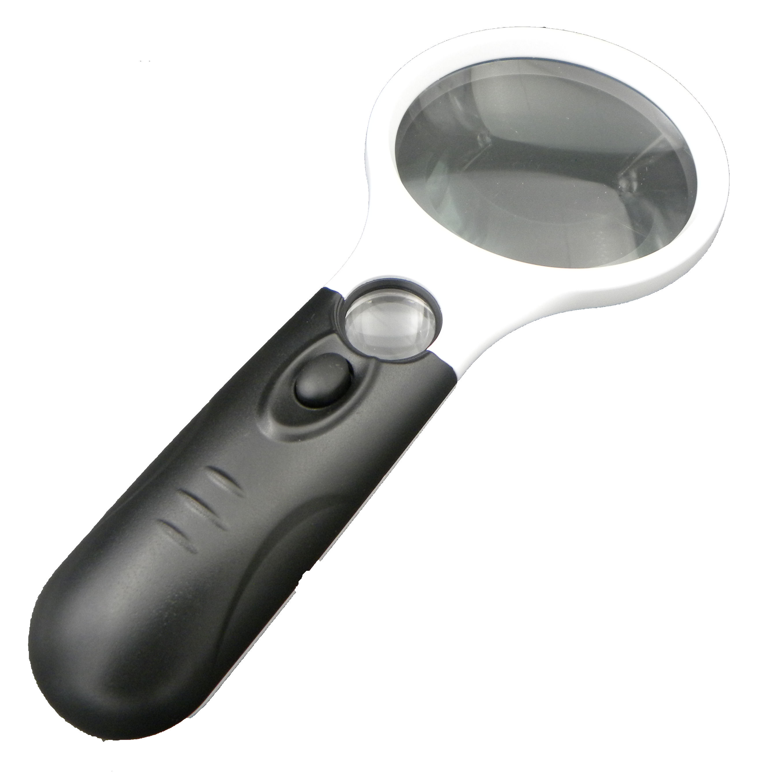 Loupe à main avec éclairage LED 3x 45x grossissement noir/blanc