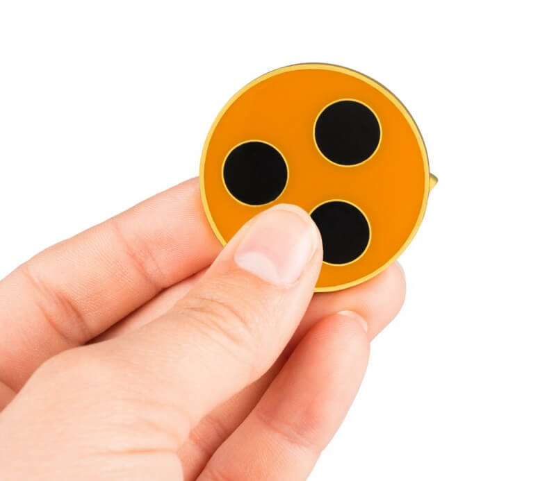 Set Di 3 Spille Per Non Vedenti, Diametro 5,7 Cm, Giallo Con Tre Punti Neri, Prodotte In Germania