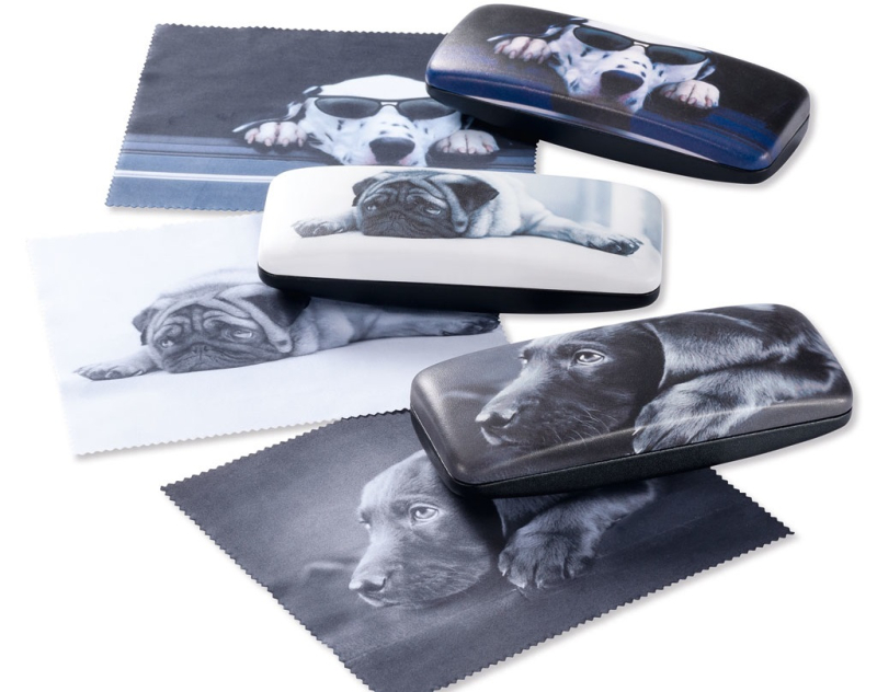 Victoria Hartschalen Brillenetui Dogs mit Mikrofasertuch