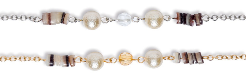 Brillenkette aus synthetischen Perlen und echtem Perlmutt