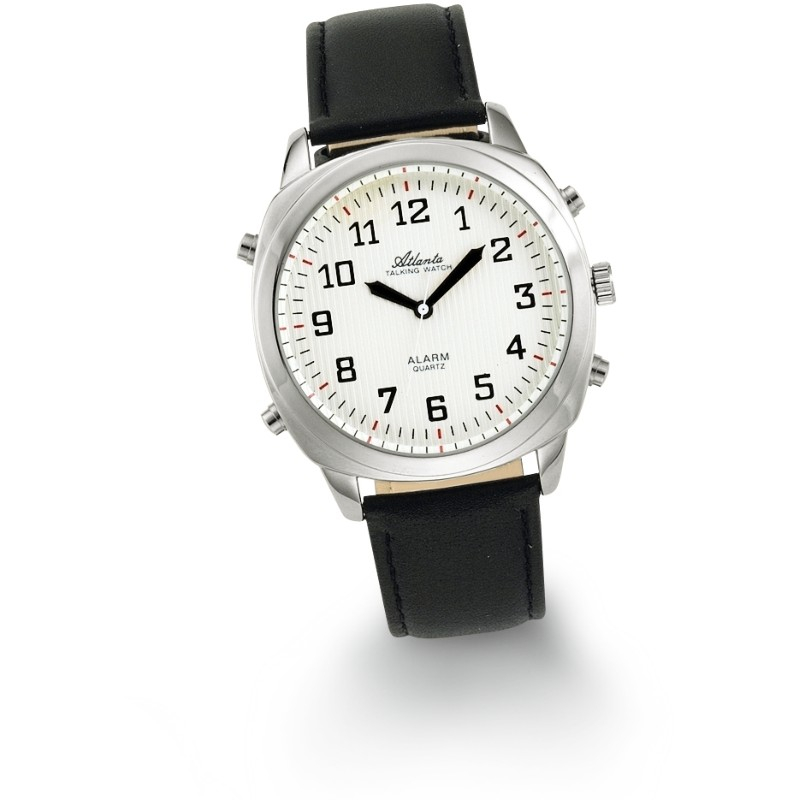 Orologio da polso parlante da uomo con funzione di sveglia in argento Atlanta