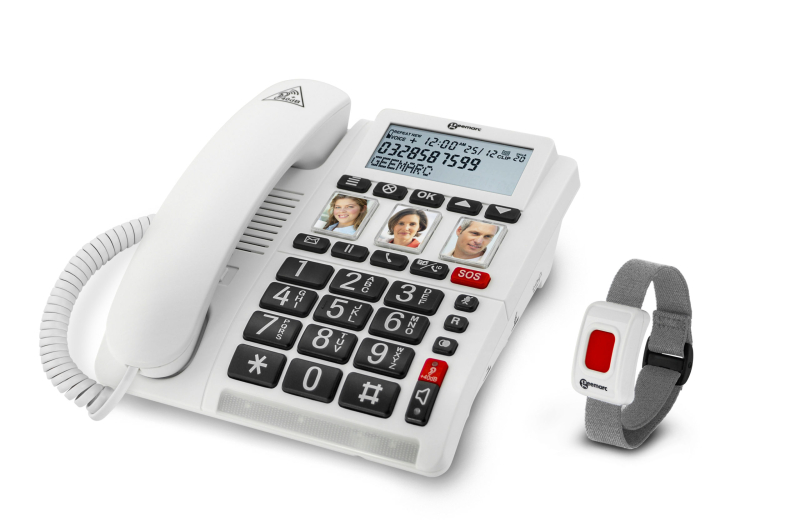 Verstärktes Notruftelefon mit Notrufarmband Geemarc CL610