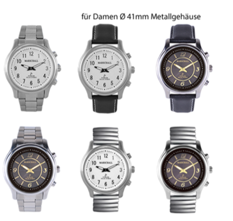 Orologio da polso radiocomandato parlante per lui e per lei con cinturino in metallo Solar White Marschall