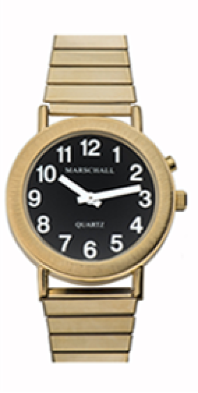 Sprechende Armbanduhr Black Edition Gold-Metall Herrenuhr