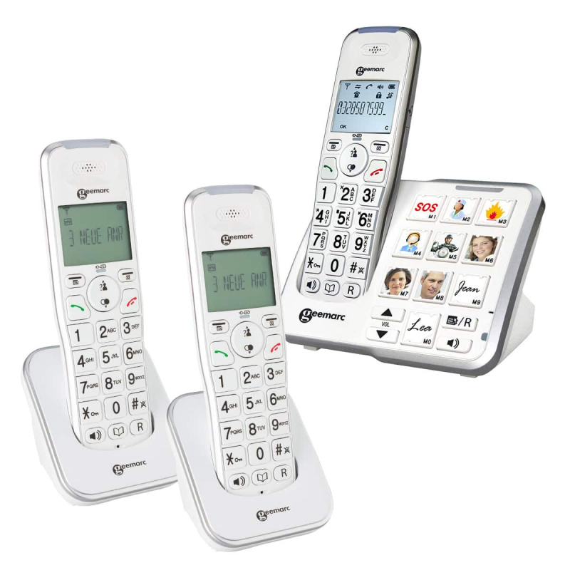 Geemarc AmpliDECT Pack Photo 295 Trio Téléphone senior avec 2 x écouteurs supplémentaires