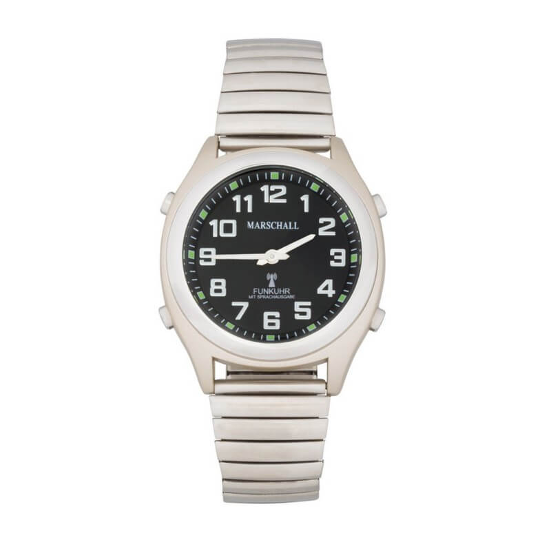 Montre-bracelet radio parlante Femmes/Hommes Metal Tire Bracelet Noir Marschall