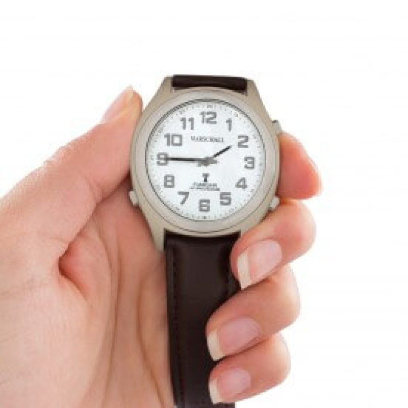 Orologio da polso radio parlante donna / uomo cinturino da polso in pelle bianco Marschall