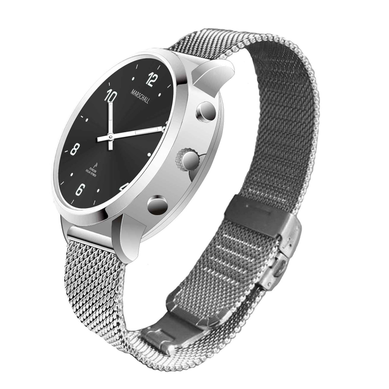Maréchal hybride solaire montre-bracelet radio parlante noire milanaise