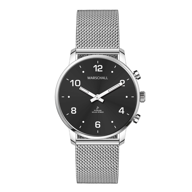 Maréchal hybride solaire montre-bracelet radio parlante noire milanaise