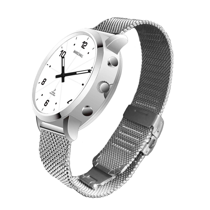 Maréchal hybride solaire montre-bracelet radio parlante Blanc Milanaise